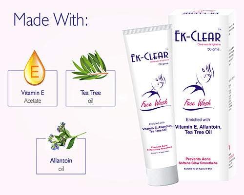Ek Clear Tea Tree Oil Face Wash 50g - Enriched Vitamin C Allantoin For All Skin Type And For Women(Pack of 2)
