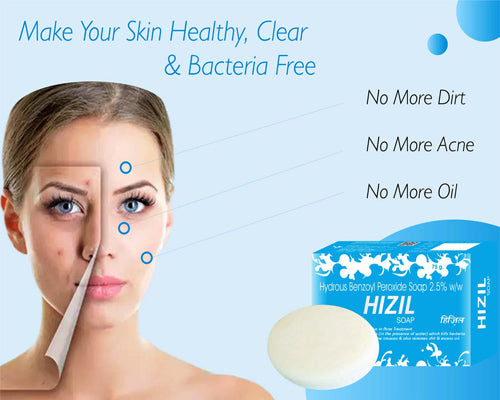 Hizil Hydrous Benzoyl Peroxide Soap for Skin Lightening & Brightening (Pack of 2)